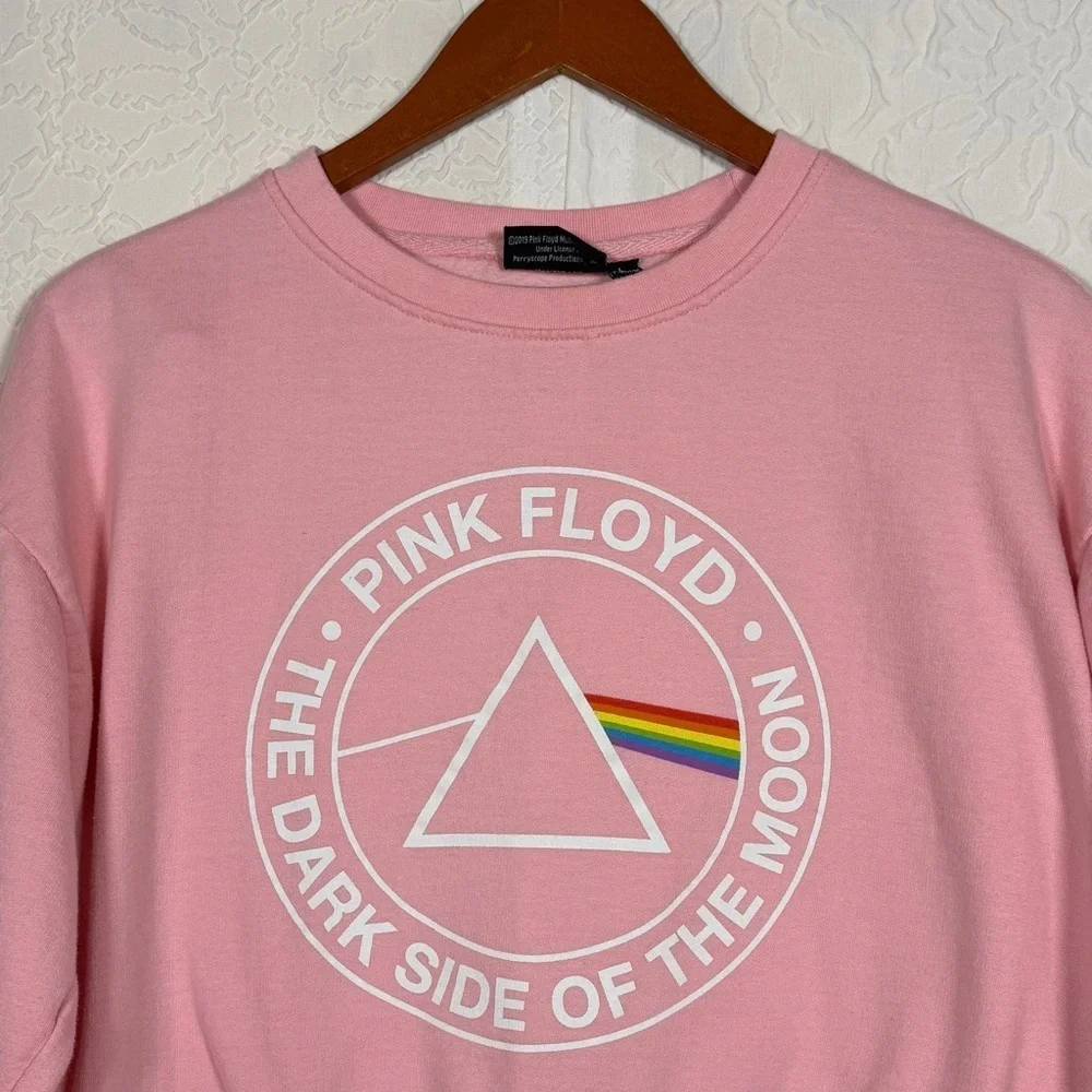 Pink Floyd Crew Neck Crop Sweatshirt Pink Sz L